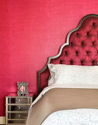 红色北欧风卧室背景墙设计图