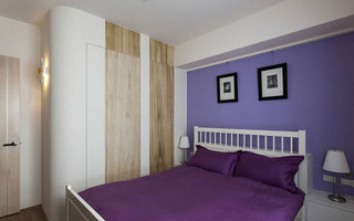 浪漫简欧风卧室 紫色背景墙设计