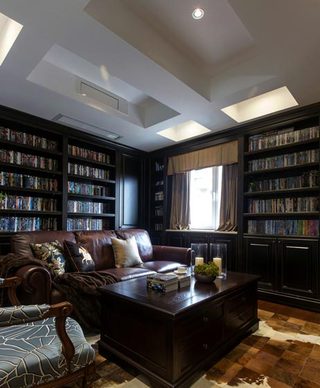 休闲复古美式客厅式书房设计