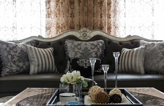 93平浪漫新古典灰色客厅沙发图片