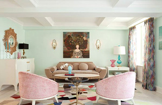 可爱客厅粉色沙发设计
