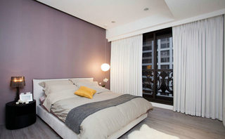 108平北欧三居室紫色灰色卧室设计图