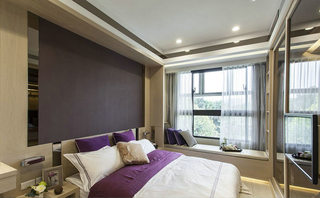 104平米现代简约紫色卧室装修图