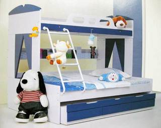 儿童房高低床装饰图片
