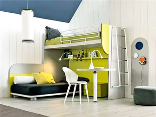 可爱儿童房高低床设计图