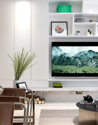 清爽简约风格 白色电视背景墙设计