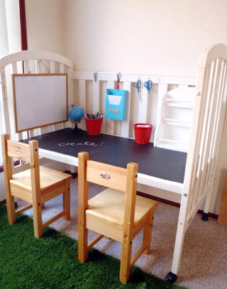 婴儿床改造儿童房书桌图片大全