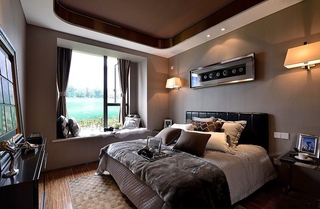 高贵现代简约风 巧克力色卧室设计