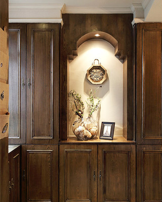 高端复古美式玄关 实木收纳柜设计