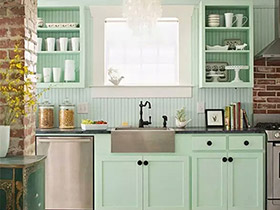 10个厨房装修效果图 薄荷绿才是最夏天的颜色