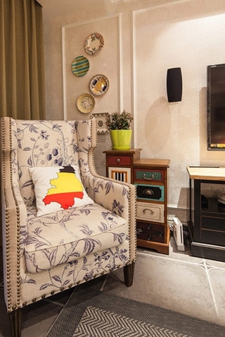 混搭风格小户型公寓单人沙发图片