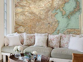 地图上旅行标志  10个客厅背景墙布置图