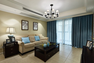 美式风格三居装修客厅沙发图片