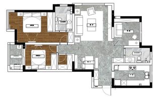 118㎡现代风格公寓布置平面图