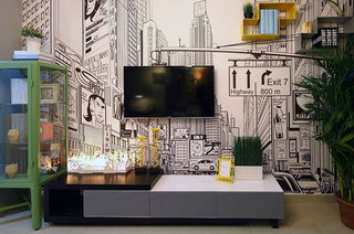 波普风公寓 手绘电视背景墙设计