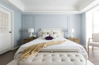 优雅灰蓝色简美风情卧室效果图