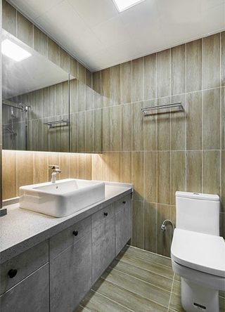宜家风洗手间原木色瓷砖设计