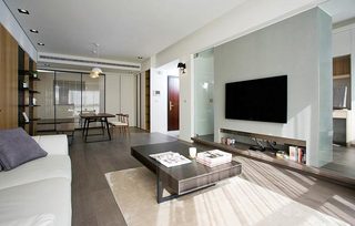 100㎡现代二居室设计图   南北通透户型好亮堂客厅图片