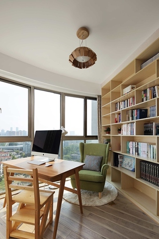 简约风格小公寓装修开放式书房图