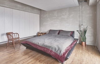 简约工业风卧室 水泥质感背景墙设计