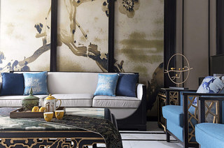 新中式风格别墅沙发背景墙设计