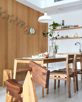 自然日式公寓 原木餐厅设计图