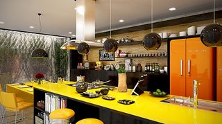 亮黄色厨房设计图