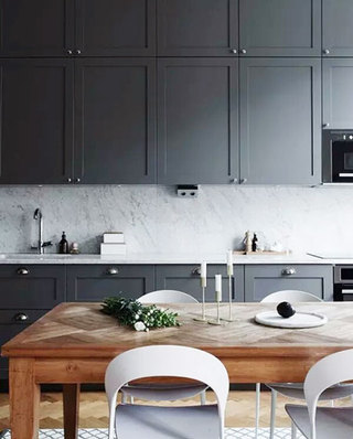 简约厨房灰色橱柜设计图