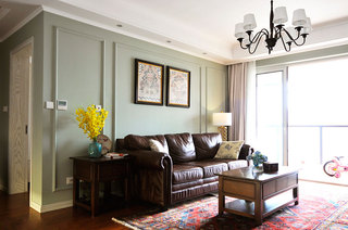 清新复古美式客厅 沙发背景墙设计