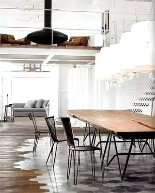 瓷砖木质混搭装修餐厅地板装潢图
