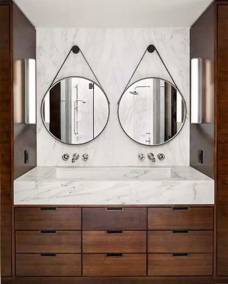 卫生间大理石洗手台装修图片  /    大理石盥洗台