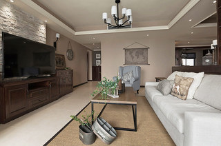 152平美式公寓客厅茶几地毯图片