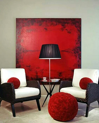红色客厅沙发背景墙装修图
