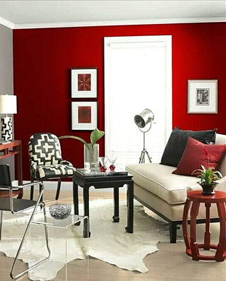 红色客厅背景墙设计图片