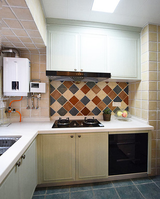 78平美式风格二居厨房实景图