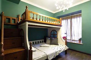 105平简约三居儿童房高低床图片