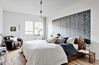 北欧风格一居室装修卧室壁纸图片