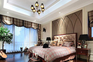 欧式古典风格样板房卧室床头软包
