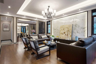 400平新中式风格别墅客厅装修设计