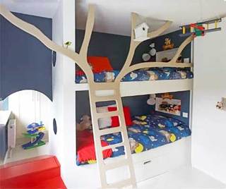 儿童卧室高低床设计平面图