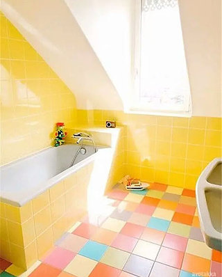 阁楼卫生间设计黄色瓷砖