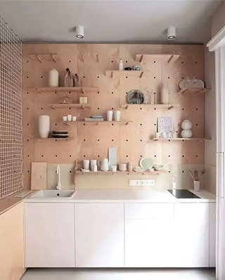 厨房装修木质置物架图片