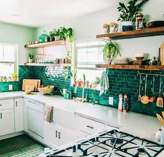 室内厨房绿植布置摆放图