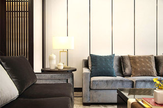 320平新中式风格别墅沙发背景墙设计