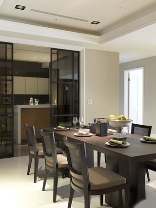 120平中式风格三居室装修实木餐桌图片
