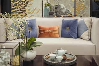110平新中式风格三居室布艺沙发图片