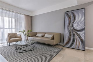 110平现代简约风格装修客厅地毯图片