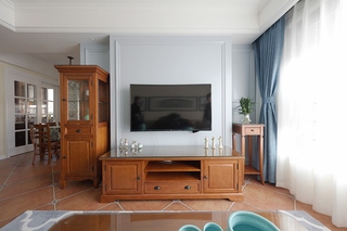 110平美式风格三居室客厅电视背景墙