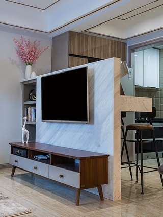 单身公寓现代简约风格装修电视柜图片