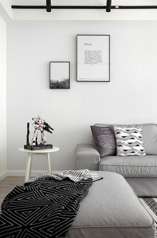 黑白调北欧风格装修客厅沙发图片